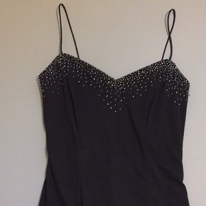 Black prom/formal evening dress with silver beadwork